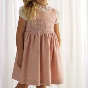 Rachel Riley Smocked Wool-Blend Pinafore with matching top